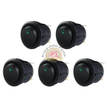 Load image into Gallery viewer, 5PCS Car 12V Round Rocker Dot Boat Green LED Light Toggle Switch SPST ON / OFF
