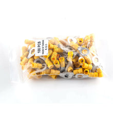 Load image into Gallery viewer, 100 Wire Ring Terminals Vinyl Yellow 12-10 AWG  5/16&quot; Car Audio Crimp Connectors
