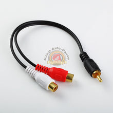 Load image into Gallery viewer, RCA AUDIO Y cord SPLITTER CABLE 1 ONE M MALE MONO JACK TO 2 TWO F FEMALE PLUG
