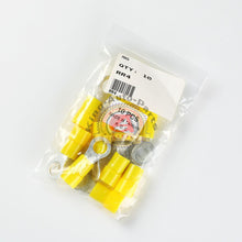 Load image into Gallery viewer, 10 Pack Car Ground Wire Ring Terminals Vinyl Yellow 4 Gauge AWG Ga3/8”Connectors
