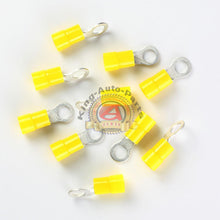 Load image into Gallery viewer, 10 Pack Car Ground Wire Ring Terminals Vinyl Yellow 4 Gauge AWG Ga3/8”Connectors

