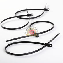 Load image into Gallery viewer, 100 PACK 15 INCH MOUNTING HOLE ZIP TIES NYLON BLACK NAIL SCREW WIRE CABLE 40LB
