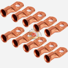 Load image into Gallery viewer, Crimp Copper LUG Non-Insulated 4G Wire Gauge 1/4&quot; Ring Terminals 10 pcs
