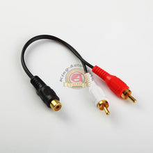 Load image into Gallery viewer, RCA AUDIO Y cord SPLITTER CABLE 2 TWO M MALE MONO JACK TO 1 ONE F FEMALE PLUG

