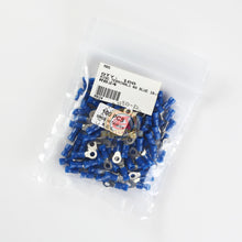 Load image into Gallery viewer, 100 Car Ground Wire Ring Terminals Vinyl Blue 16-14 Gauge Connectors #8 Hole
