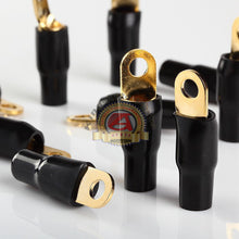 Load image into Gallery viewer, Car Audio Power/Ground Wire Ring Terminal Gold 4 AWG Gauge 1/4" Connectors 10Pcs
