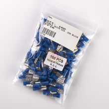 Load image into Gallery viewer, 100 Vinyl Female Wire Terminal Blue 16-14 Ga AWG Quick Disconnect Connector MAS
