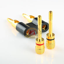 Load image into Gallery viewer, 2 set Gold Plated Dual Banana Plug Connectors Red+Black Free Shipping

