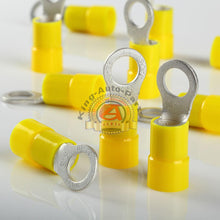 Load image into Gallery viewer, 10 Pack Car Ground Wire Ring Terminals Vinyl Yellow 4 Gauge AWG Ga3/8”Connectors
