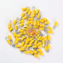 Load image into Gallery viewer, 20 Pack Wire Ring Terminals Vinyl Yellow 12-10 Gauge #8 Car Audio Connectors
