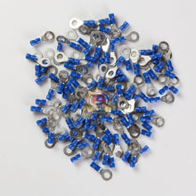 Load image into Gallery viewer, Blue Vinyl 16-14 Gauge #1/4 RING Wire Terminal Insulated 100Pcs
