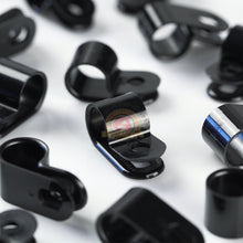 Load image into Gallery viewer, 100 PACK 3/8&quot; CABLE CLAMPS BLACK UV RESISTANT HOSE WIRE ELECTRICAL CC375
