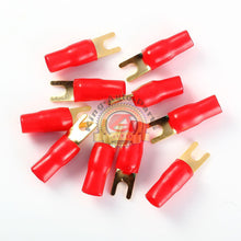 Load image into Gallery viewer, 10 x New 4 Gauge Red Gold Crimp Spade Terminal Connectors Free Shipping
