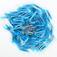 Load image into Gallery viewer, (100) 16-14 AWG BLUE HEAT SHRINK BUTT WIRE CONNECTOR AUTOMOTIVE-MARINE GRADE
