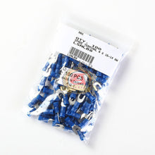 Load image into Gallery viewer, 100pcs BLUE FORK SPADE TERMINAL 16-14GA #8 VINYL INSULATED CRIMP WIRE CONNECTOR
