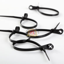 Load image into Gallery viewer, 100 PACK 6 INCH MOUNTING HOLE ZIP TIES NYLON BLACK NAIL SCREW WIRE CABLE 40LB

