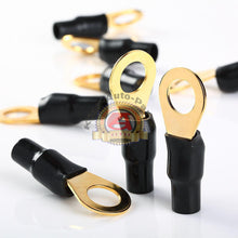 Load image into Gallery viewer, Car Audio Power/Ground Wire Ring Terminal Gold 4 AWG Gauge 1/2" Connectors 10Pcs

