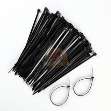 Load image into Gallery viewer, 100 PCS Pack 8&quot; inch Black Network Cable Cord Wire Tie Strap 50 Lbs Zip Nylon
