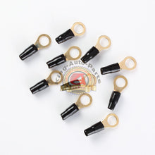Load image into Gallery viewer, Wire Ring Terminal Gold 8 AWG Gauge 3/8&quot; Connectors Black  Insulation 10pcs
