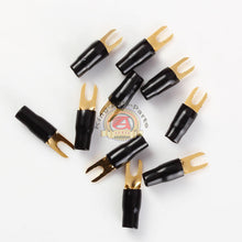 Load image into Gallery viewer, Audio 8 Gauge Black Gold Crimp Spade Terminal Connectors (10 Pack) LS8B
