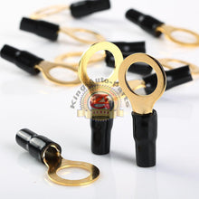 Load image into Gallery viewer, Wire Ring Terminal Gold 8 AWG 1/2&quot; Connectors Black Soft PVC Insulation 10Pcs
