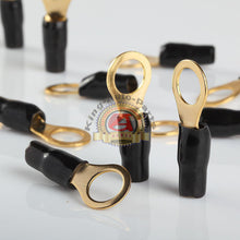 Load image into Gallery viewer, Wire Ring Terminal Gold 8 AWG Gauge 3/8&quot; Connectors Black  Insulation 10pcs
