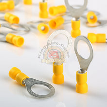 Load image into Gallery viewer, 100 Pack Wire Ring Terminals Vinyl Yellow 12-10 Gauge 1/2” Car Audio Connectors
