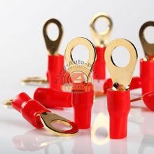 Load image into Gallery viewer, Car Audio Power/Ground Wire Ring Terminal Gold 4 AWG Gauge 1/2" Connectors 10Pcs

